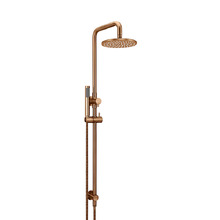 Round 200mm Twin shower with Square Gooseneck & Single Function Hand Shower